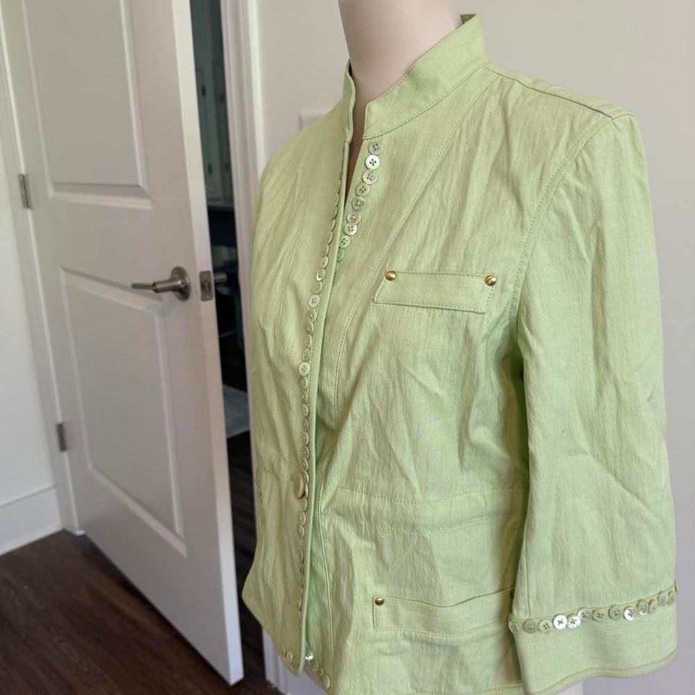 Y2K Etcetera Sage Green Button Jacket | Multi-Pocket | Size 8 - Picture 5 of 7